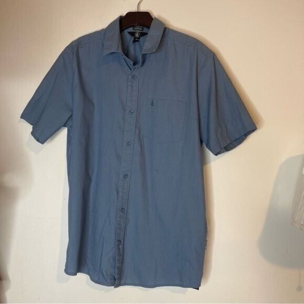 Volcom Blue Men's Short Sleeve Button Up Shirt Classic Fit Size M